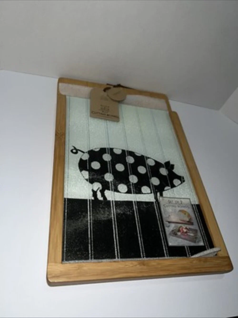 Demdaco By Design Pig Slice & Serve 2 in 1 Cutting Board Bamboo Board Glass